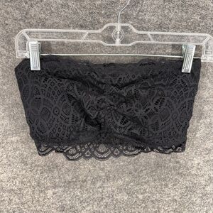 New Maurices Bralette Bra Women M Medium Black Geometric Lace Opaque Strapless